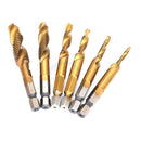 Juego 6 pzas brocas - machos 2 en 1 para perforar y roscar M3 M4 M5 M6 M8 M10 Revestidas en titanio