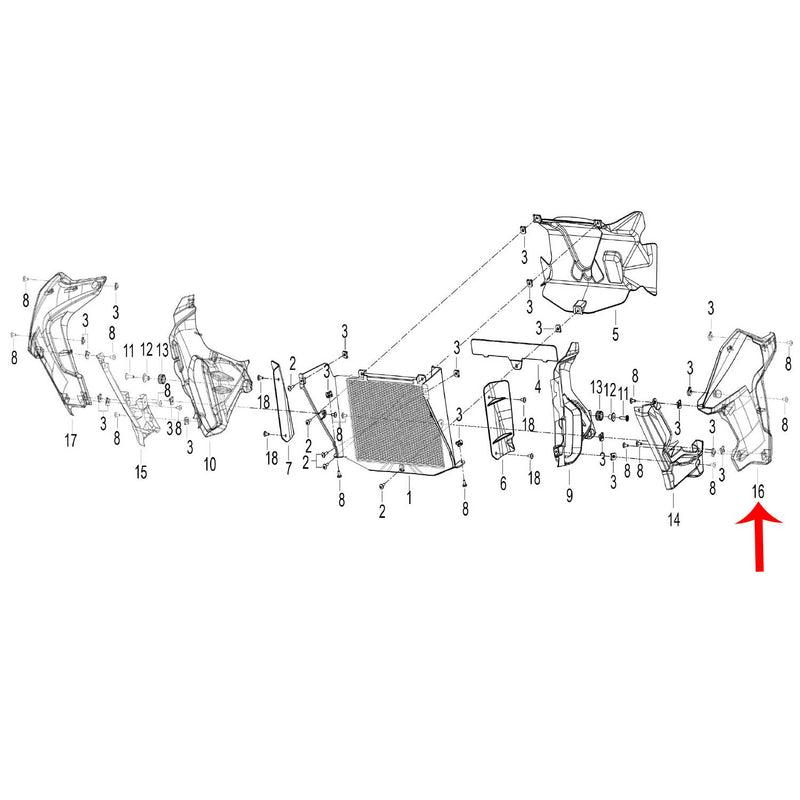 Covertor frontal izquierdo rojo con calcomanias (TRK502X)