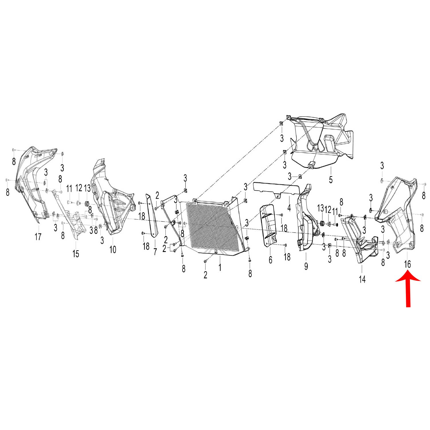 Covertor frontal izquierdo gris con calcomanias (TRK502X)