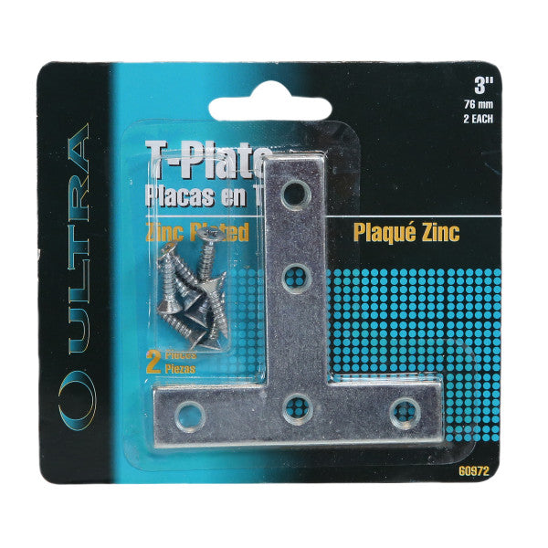 (Par) Placas en T de unión galvanizadas de 3"