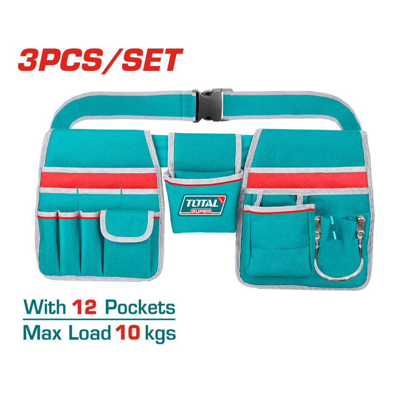 Bolsa de herramientas de cinturón con 12 bolsillos y 1 bolsillo para martillo. Carga máxima 10Kg. Cintura