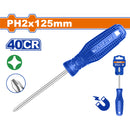 Destornillador Phillips 6x125mm PH2 Vástago Redondo 40CR Magnético.