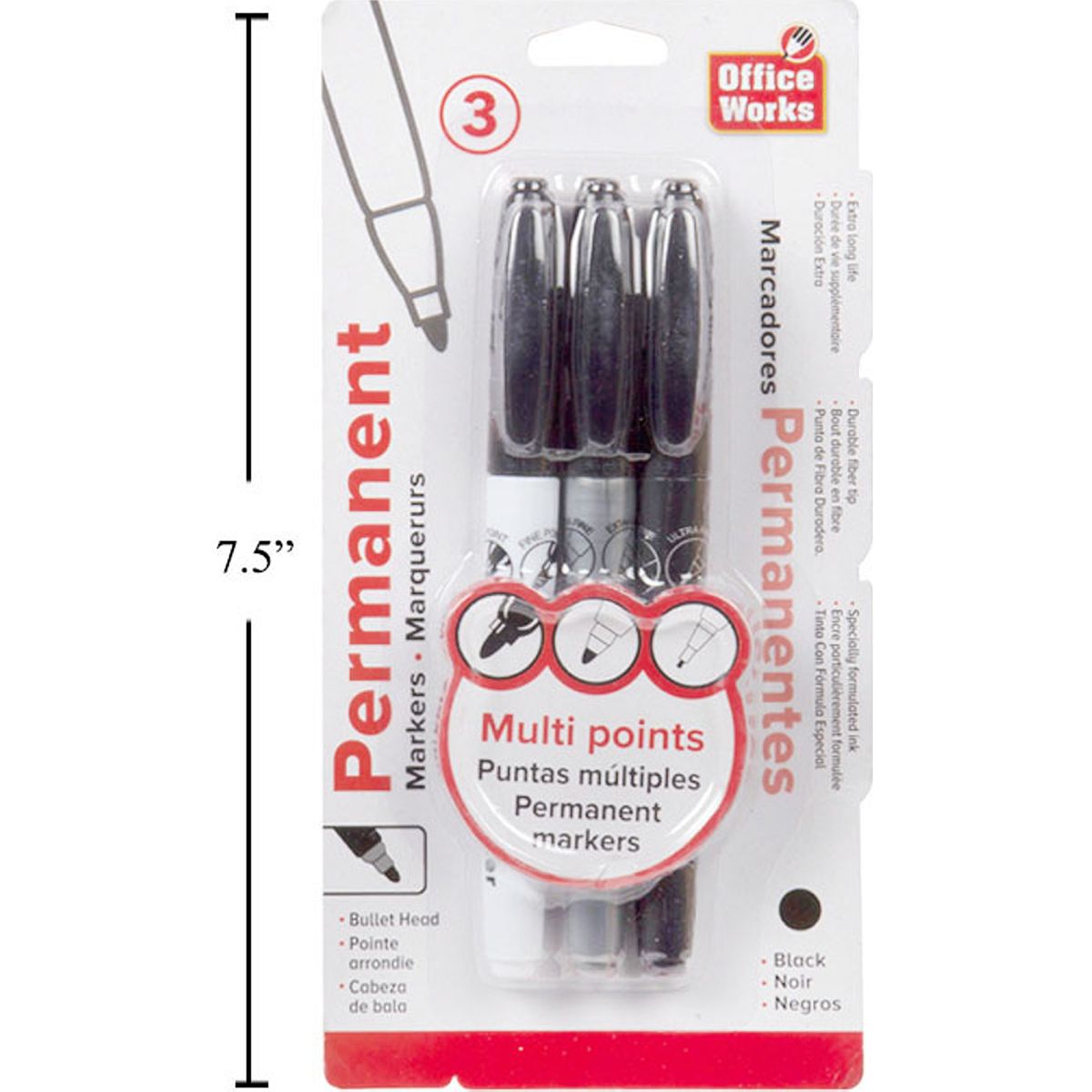 Marcadores permanentes de 3 piezas 3 tamaños de boquillas auxiliares