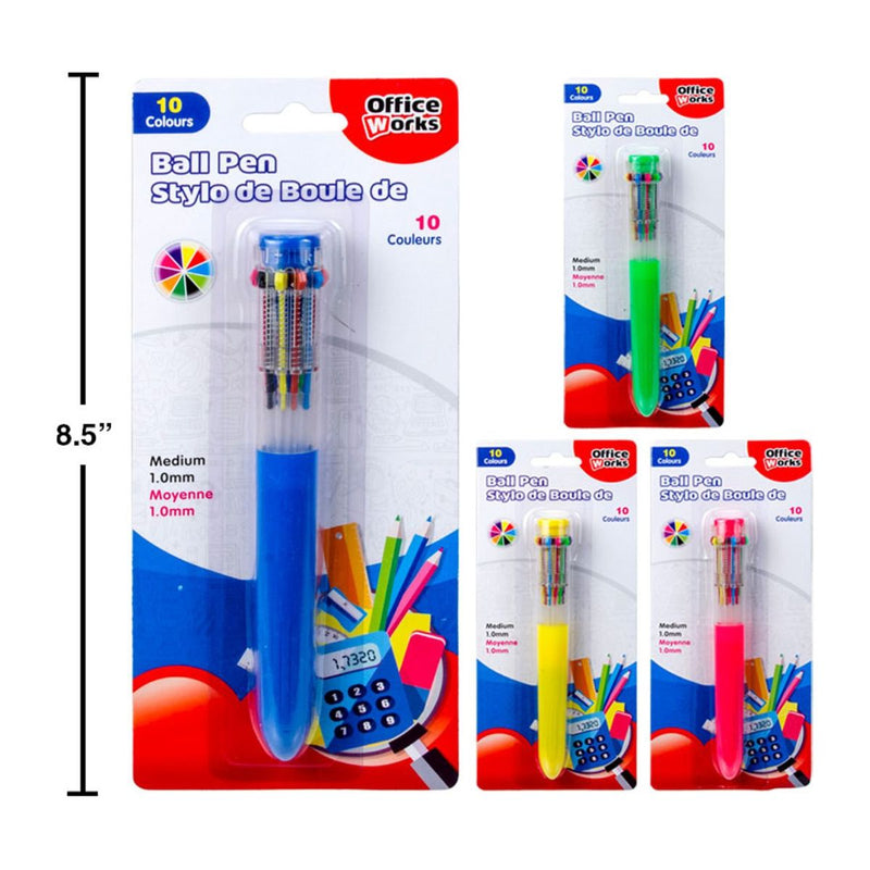 Bolígrafo de 10 colores (1pza) (Viene en colores variados al azar)