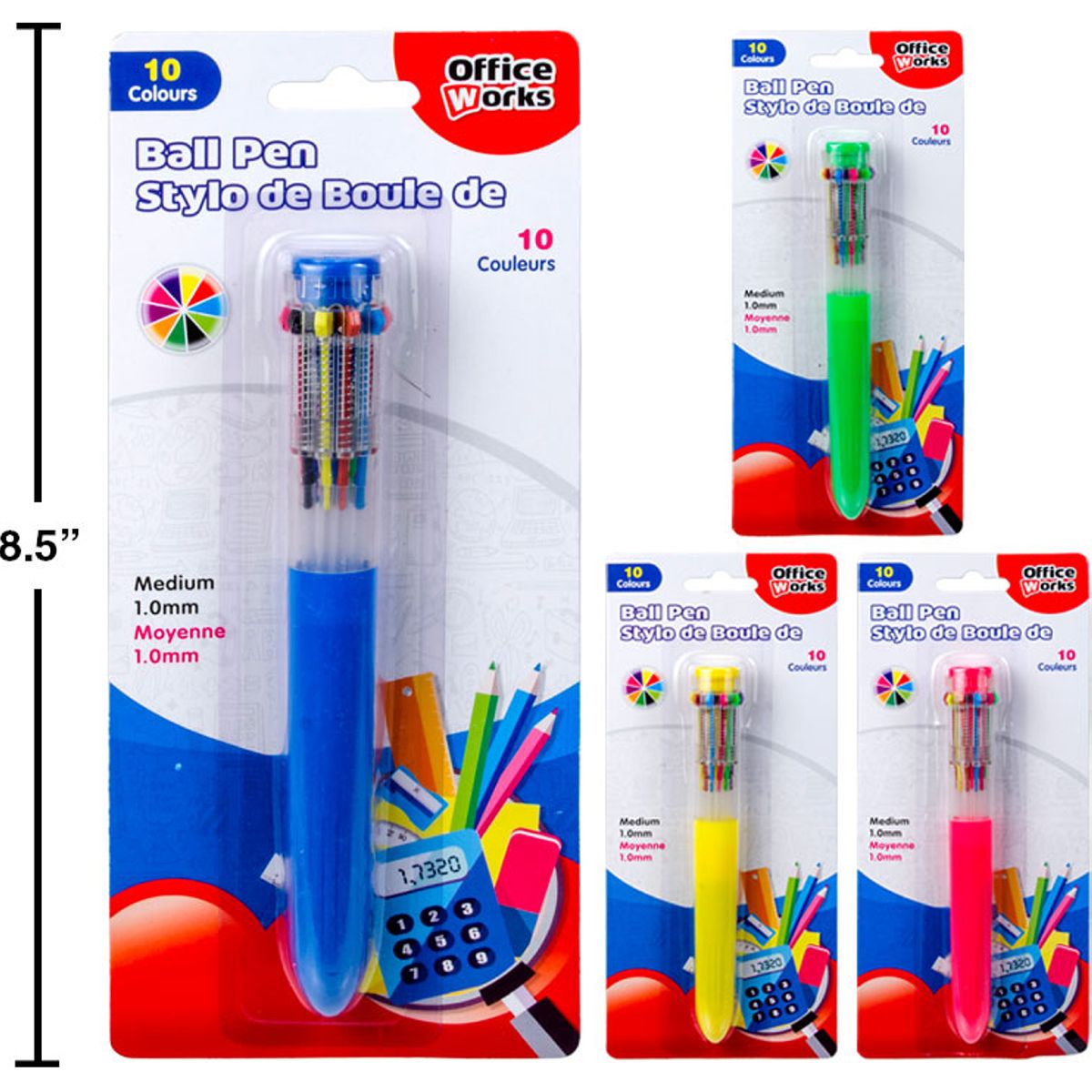 Bolígrafo de 10 colores (1pza) (Viene en colores variados al azar)