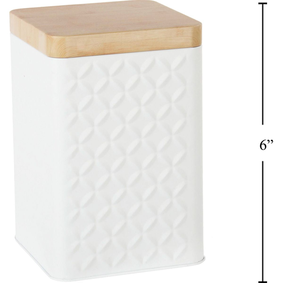 Frasco Lata cuadrada de metal Luciano, blanco, 10,7 x 10,7 x 16 cm, etiqueta de color