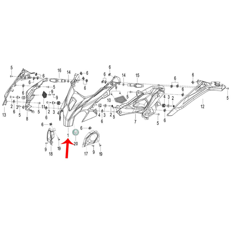 Guardabarros superior negro con calcomanias (TRK502X)