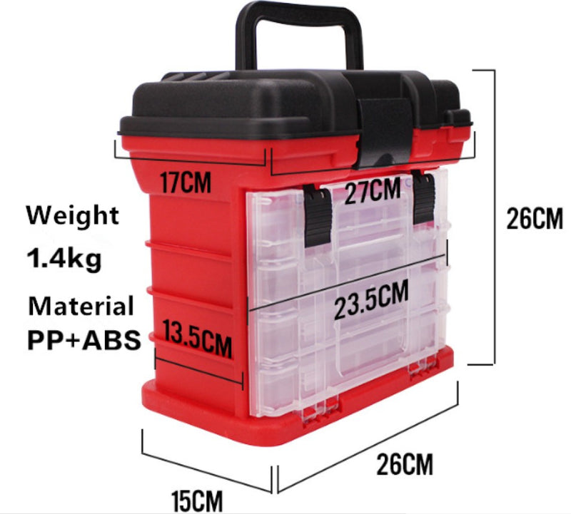 Caja almacenamiento roja para accesorios de pesca