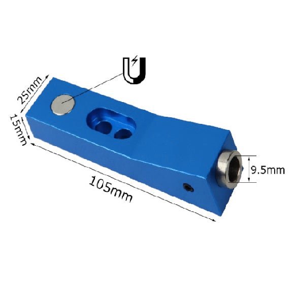 Mini plantilla con guia de perforacion para madera, Tamaño agujeros 9,5mm