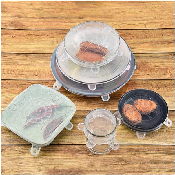 Tapas elásticas de silicona, reutilizable. 6 Pza.