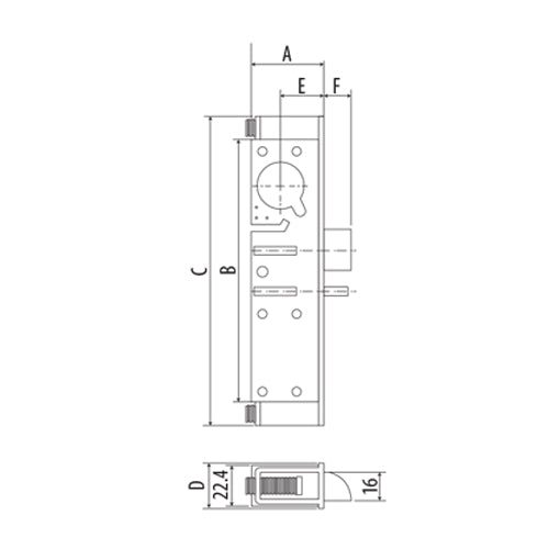 cerradura de pestillo heavy duty de 1 1/8_ para puertas de aluminio. Sin cilindro y placa se vende a