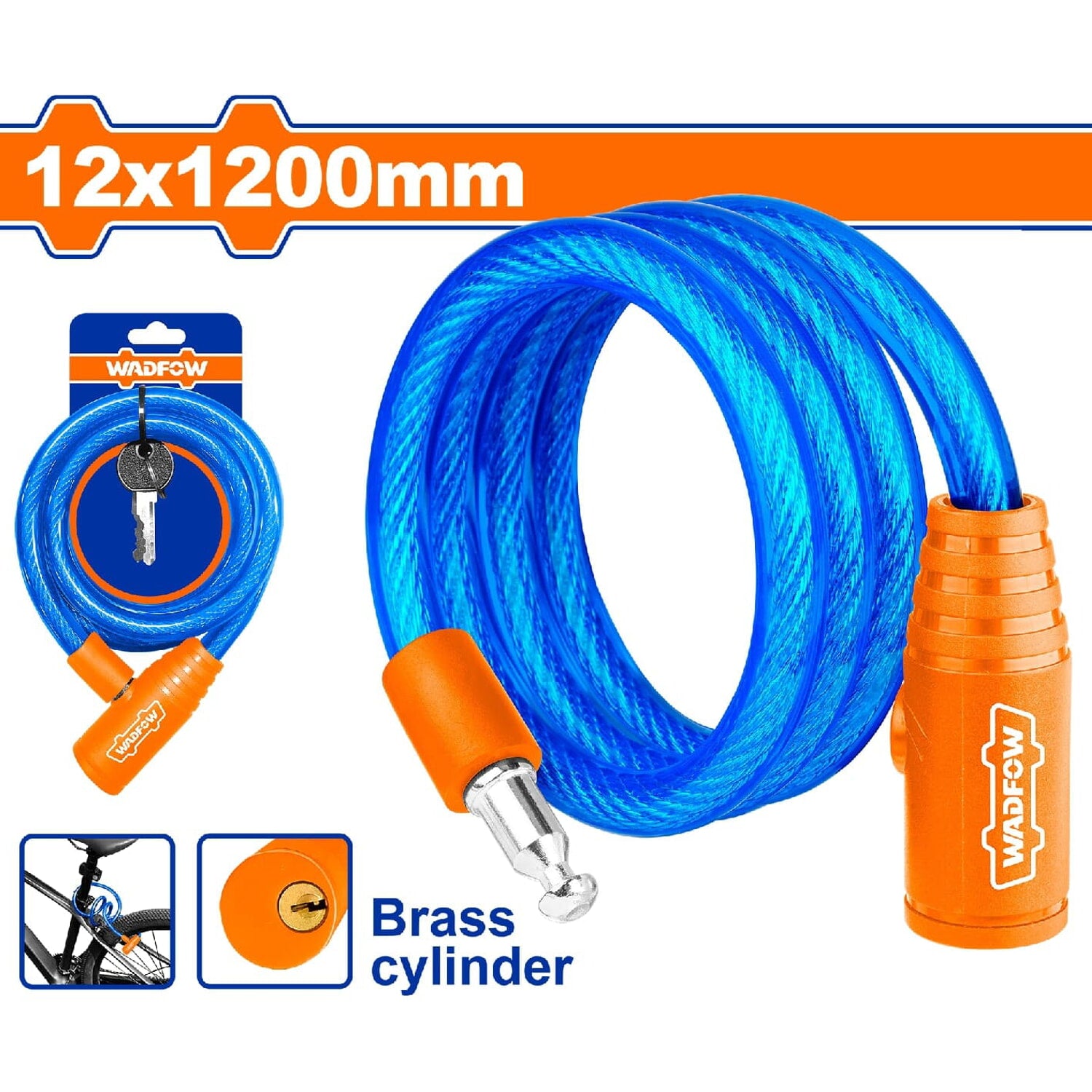 Cadena de Seguridad para bicicleta de 12x1200mm. Recubierto en PVC. Incluye 2 llaves.