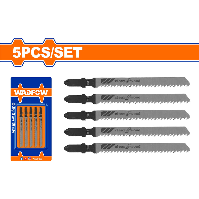 Hojas para sierra caladora HCS Corte Limpio Madera. 74mm. (6 TPI) Set de 5 pzas. Dientes molidos y cónicos.