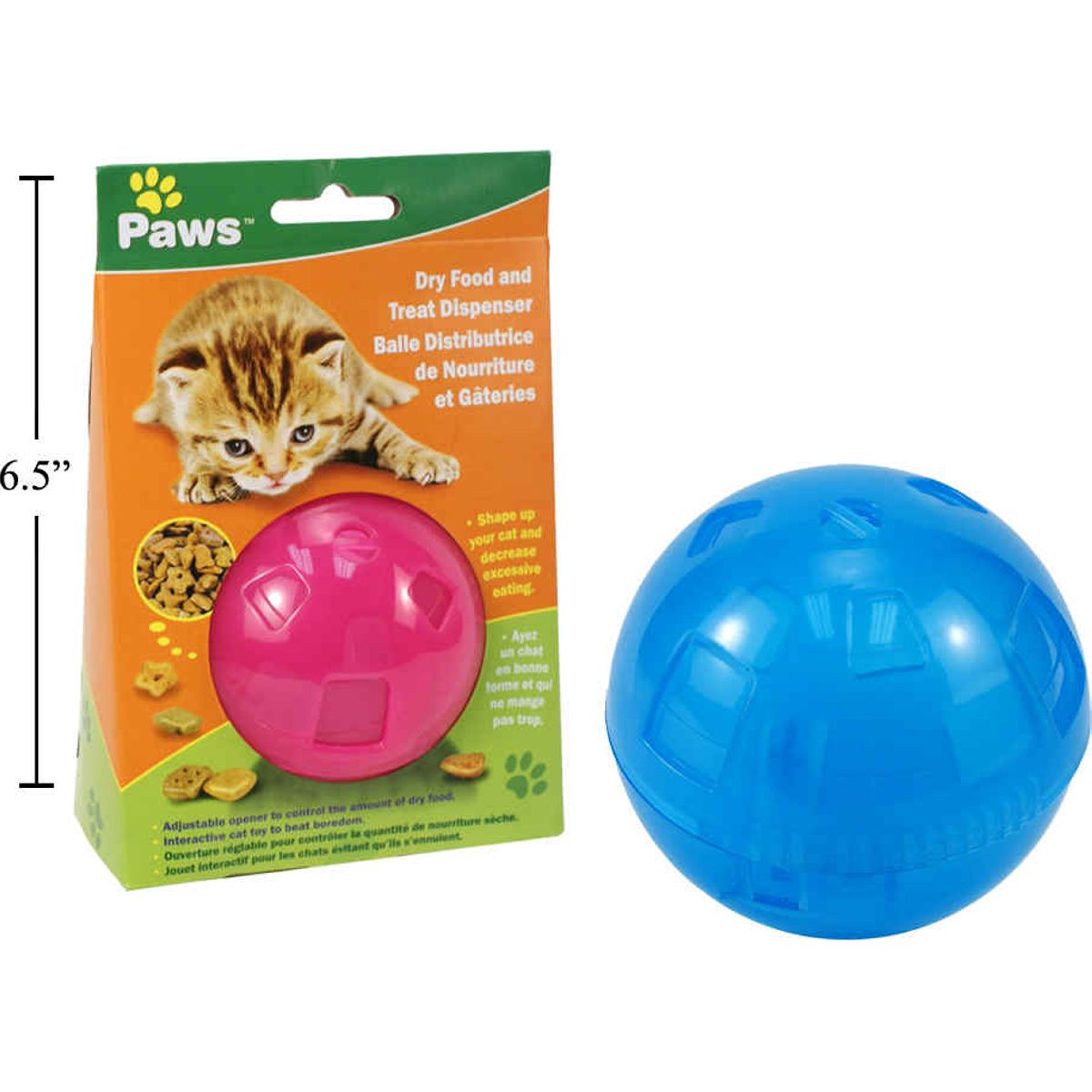 Dispensador Alimento seco para gatos bola de 3,25 " (1pza) (Viene en colores variados al azar)