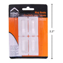 H.E. Ganchos de plástico para pared de 4 piezas, autoadhesivos, 2.5cm x 5cm