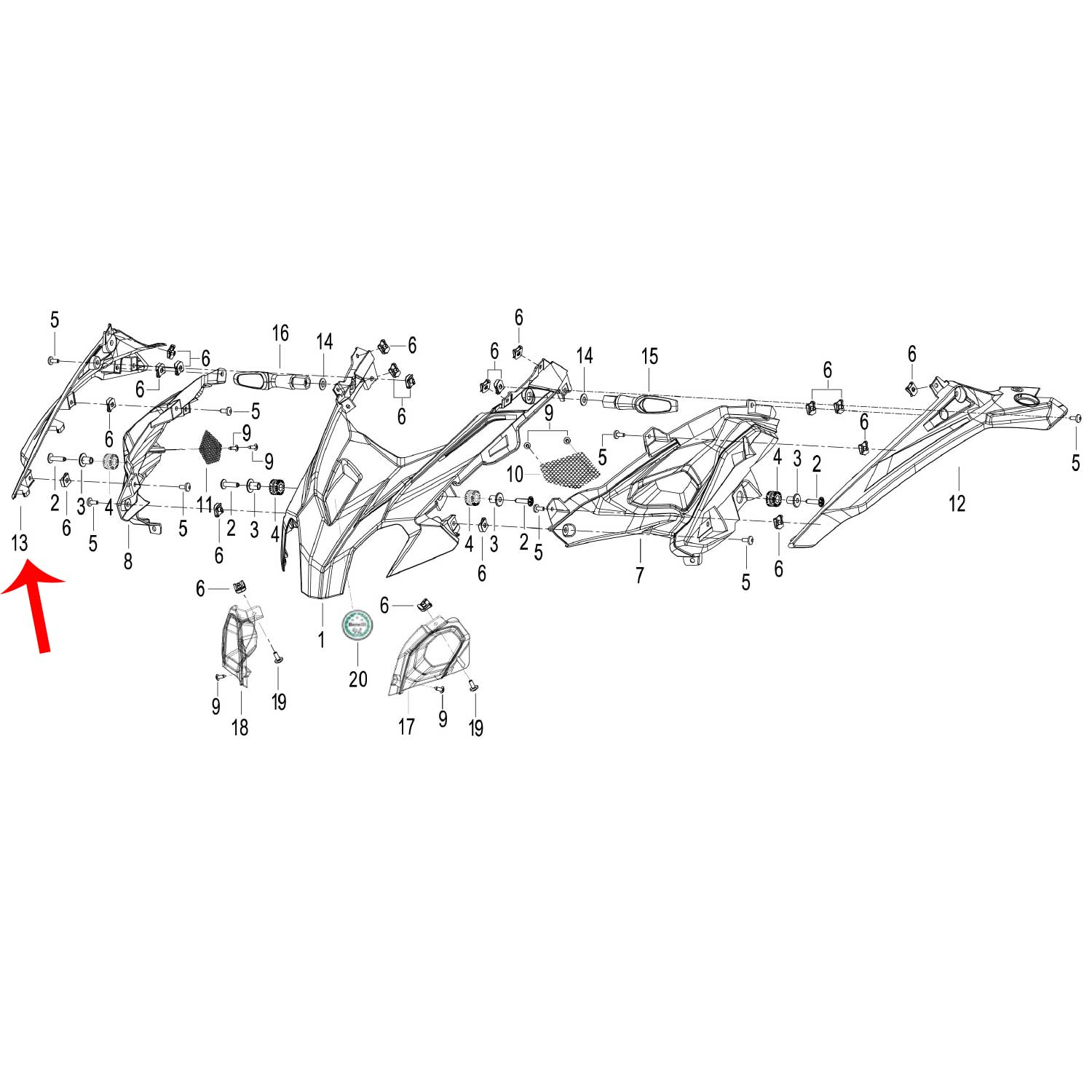 Covertor decorativo frontal derecho gris con calcomanias (TRK502X)