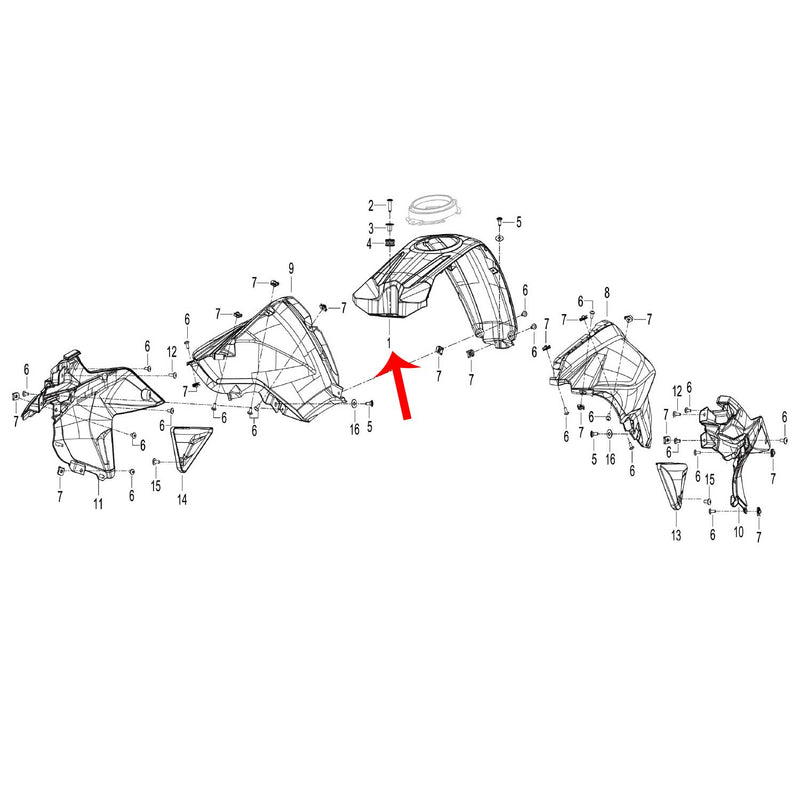 Covertor central del tanque de combustible negro con calcomanias (TRK502X)