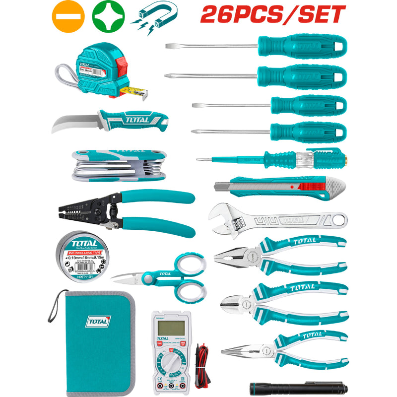 Juego 26 pcs herramientas de electricista, Especial diseñado para detección y reparación eléctrica