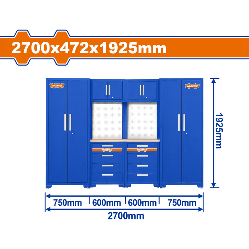 Armario Gabinete para Herramientas. 2700x472x1925mm. 6 piezas. Ideal en taller o bodega.