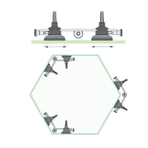 Herramienta de montaje de vidrio multiangular entre 60°-240°