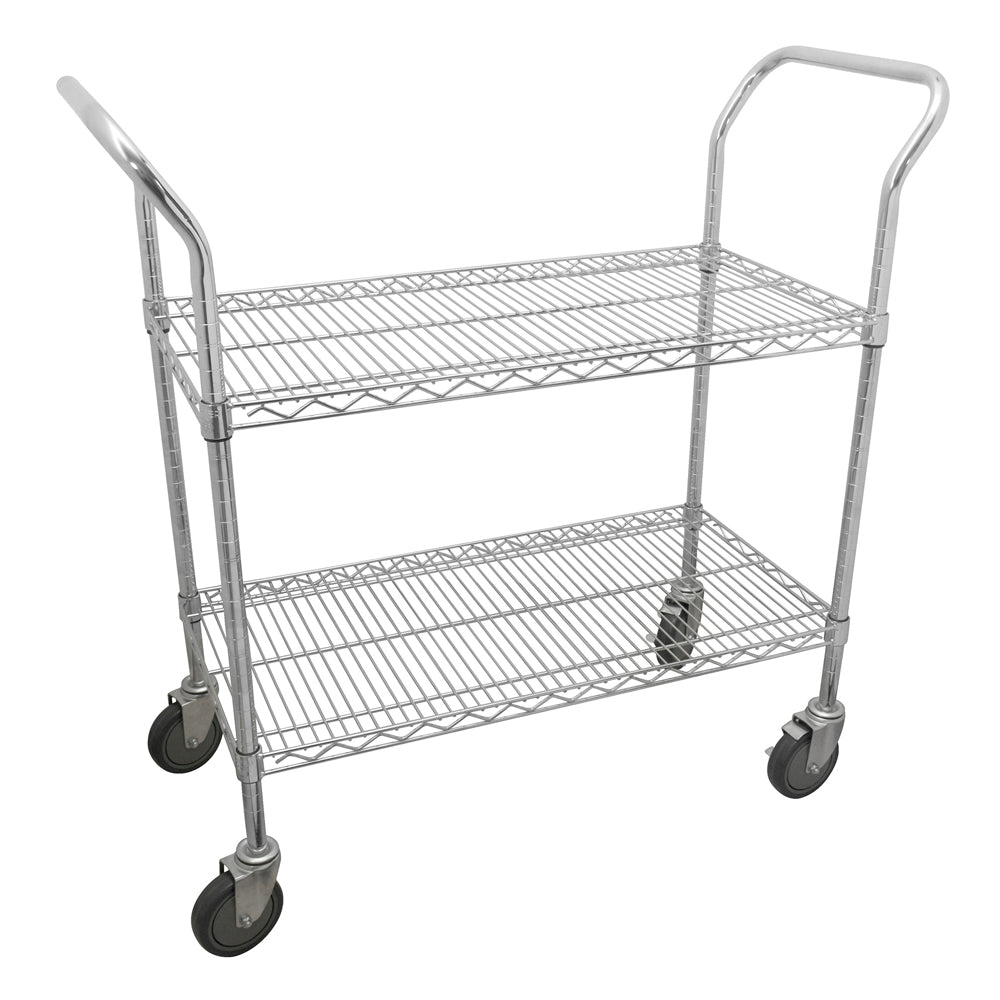 Carrito utilitario con 2 repisas de 24"x18" cromado Urrea