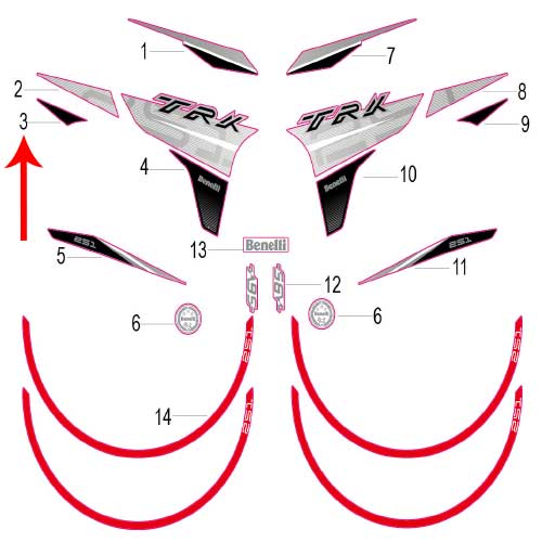 Calcomania II del covertor derecho del tanque de combustible (TRK251)