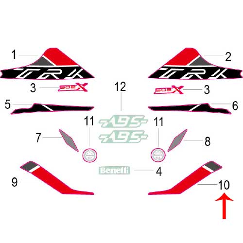 Calcomania izquierda del covertor trasero (TRK502X)