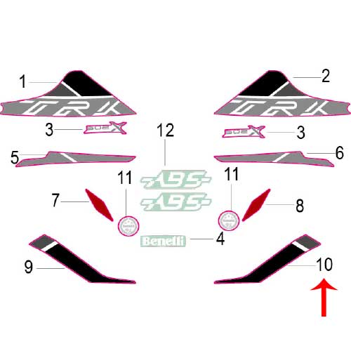 Calcomania izquierda del covertor trasero (TRK502X)