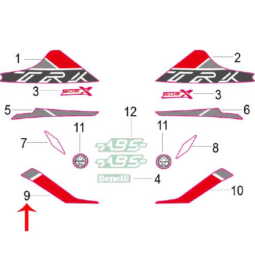 Calcomania derecha del covertor trasero (TRK502X)