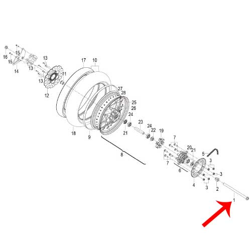 Eje de rueda trasera (302S / LEONCINO500 / TRK502X)