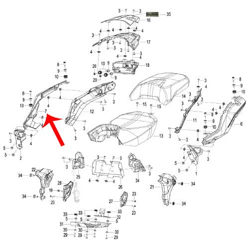 Covertor trasero derecho gris con calcomanias (TRK502X)