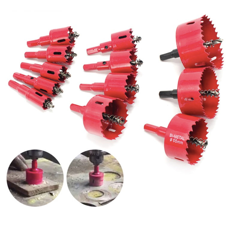 Juego 12pcs brocas circulares bi metalicas 18/20/24/28/30/35/38/45/50/55/65/75mm para metales o mad