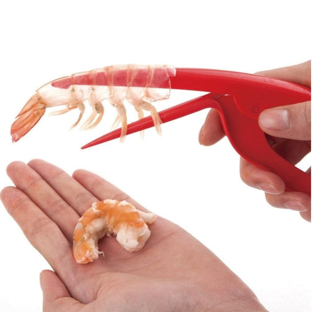 Pinza para pelar camarones y mariscos.