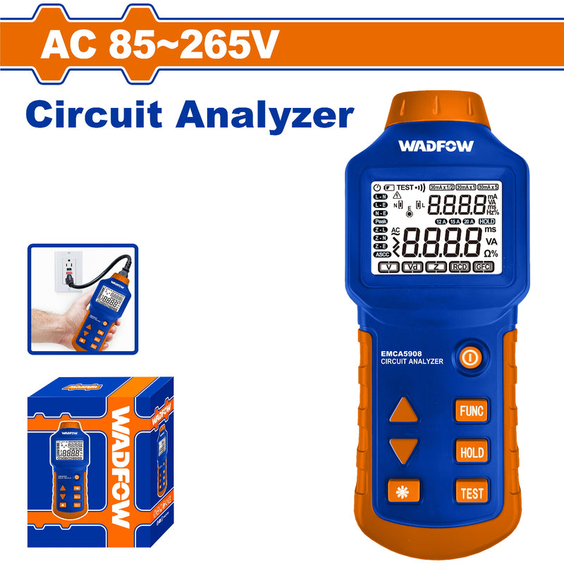 Probador de circuitos eléctricos AC 85-265V. Retención de datos. Pantalla LCD. Luz de Fondo.
