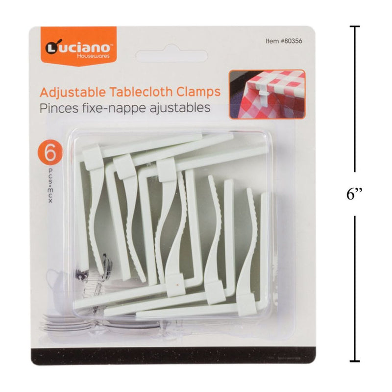 Luciano 6 piezas Pl. Abrazaderas para manteles de mesas, ajustables, b / c