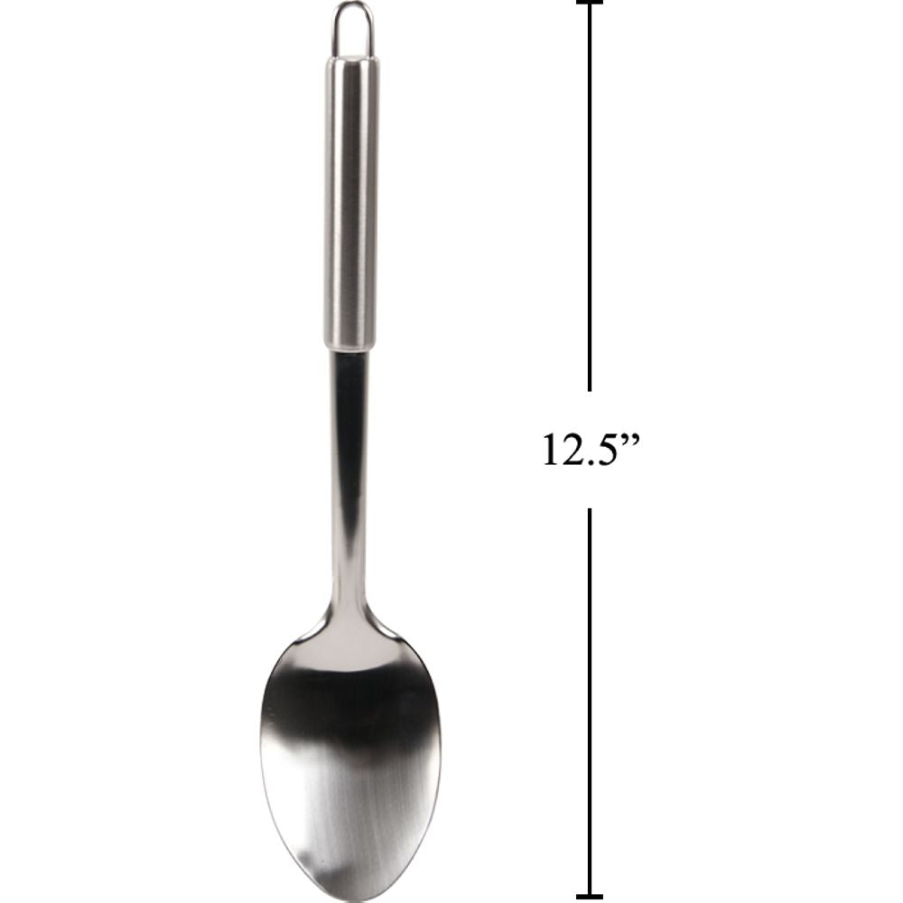Luciano Cuchara maciza de 12.5 "L, acero inoxidable, etiqueta colgante