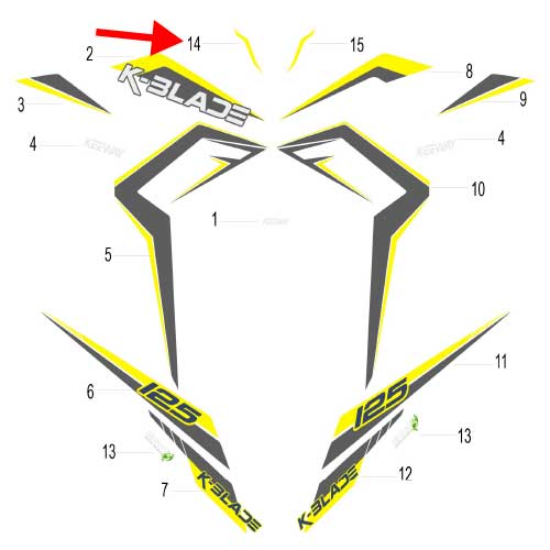 Calcomania derecha del covertor de manubrio (K-BLADE125)