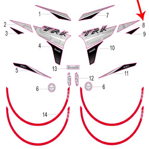 Calcomania I del covertor izquierdo del tanque de combustible (TRK251)