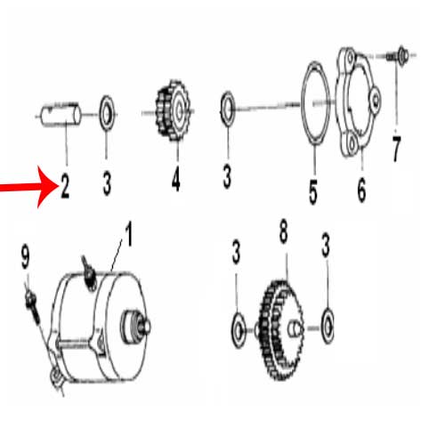 Eje de engranaje de motor de arranque (RKG150)
