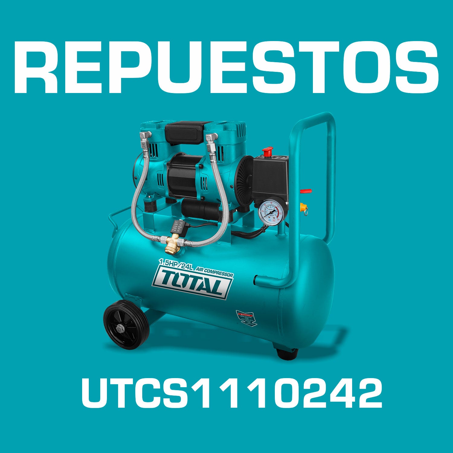 Repuestos Compresor de Aire 24L 1.5Hp (sin aceite). Codigo UTCS1110242