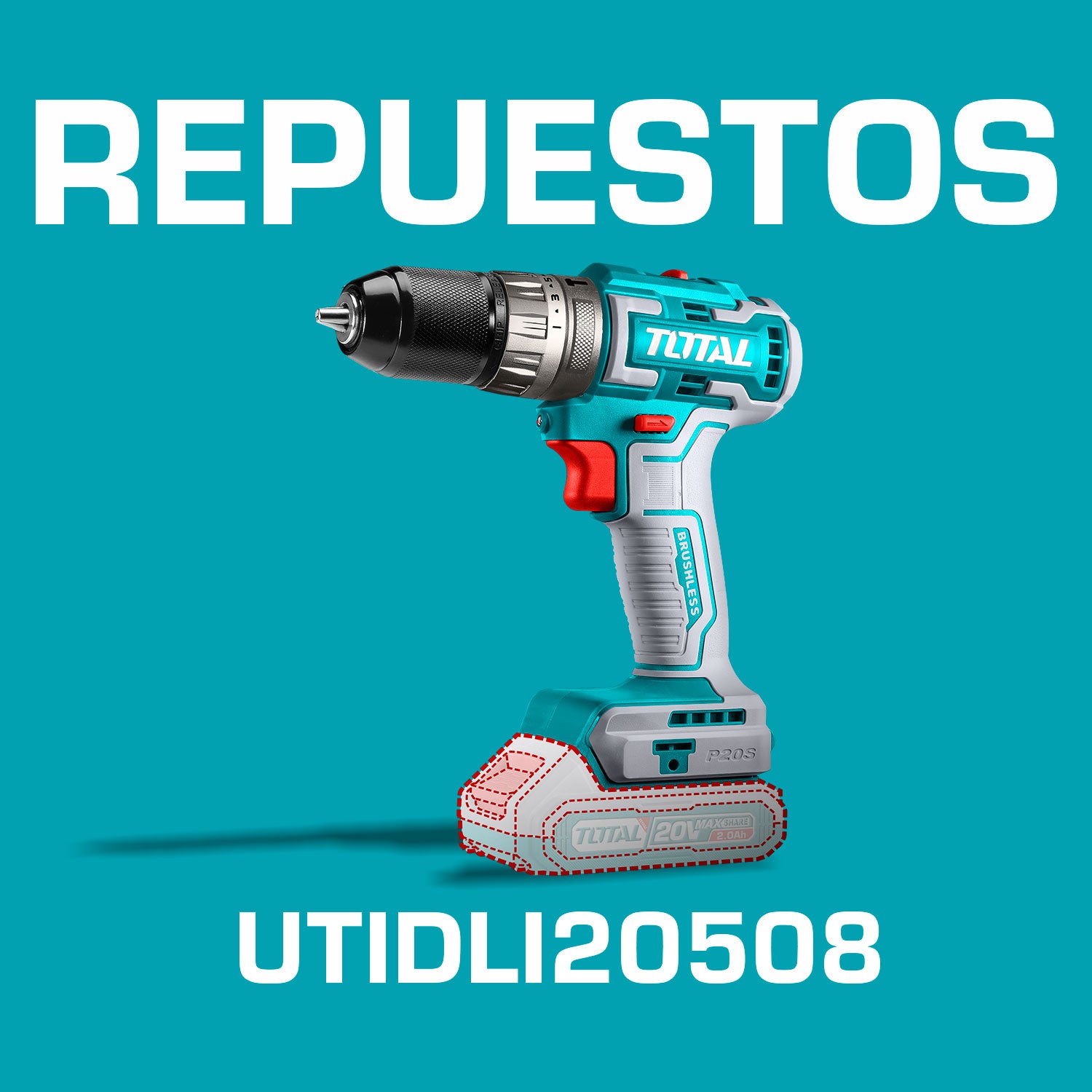 Repuestos Drill Taladro inalámbrico 3/8" 20V de impacto (Sin escobillas). Codigo UTIDLI20508