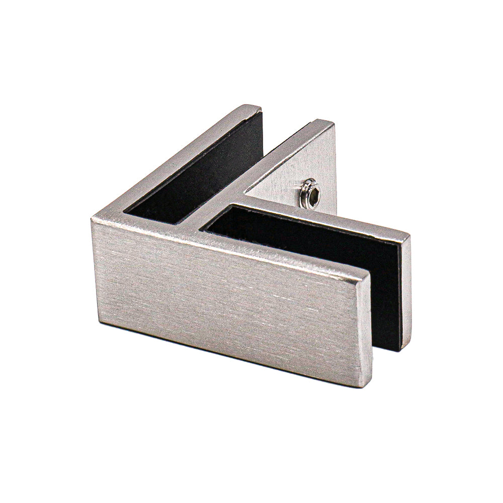 Clip para Vidrio, 90 grados, Vidrio - Vidrio, AISI304, SATIN