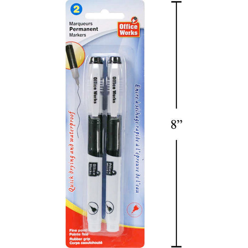 Marcador permanente de 2 piezas, punta fina, negro