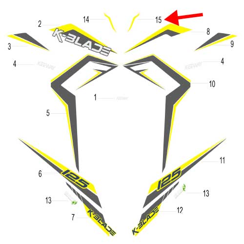 Calcomania izquierda del covertor de manubrio (K-BLADE125) (K-BLADE125)