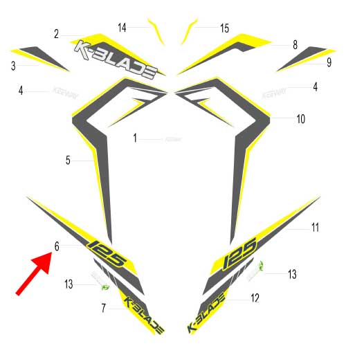 Calcomania I del covertor lateral derecho (K-BLADE125)
