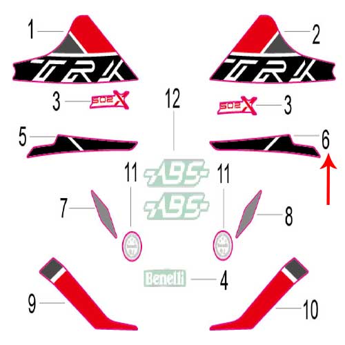 Calcomania placa decorativa frontal izquierda (TRK502X)