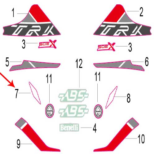Calcomania placa decorativa frontal izquierda (TRK502X)