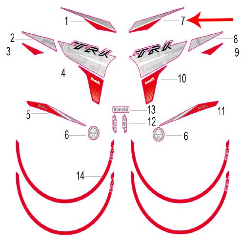Calcomania del covertor frontal superior izquierdo (TRK251)