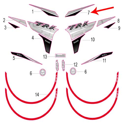 Calcomania del covertor frontal superior izquierdo (TRK251)