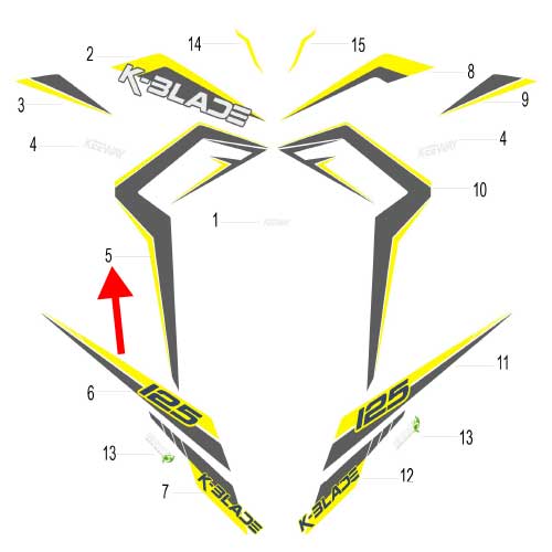 Calcomania I del panel derecho (K-BLADE125)